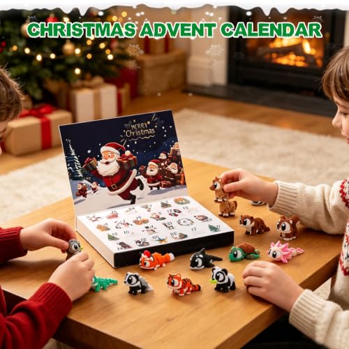 Qivoranza 24-Piece Animal Blind Box Advent Calendar with Articulated 3D Figures - Christmas Holiday Gift