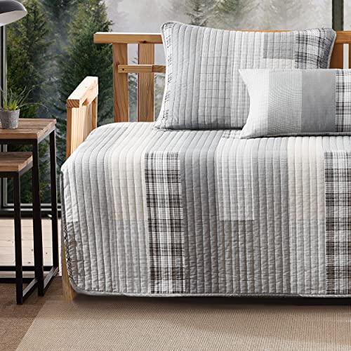 Eddie Bauer Daybed Set - 4 Piece Cotton Bedding with All Season Lodge Decor - Fairview Grey
