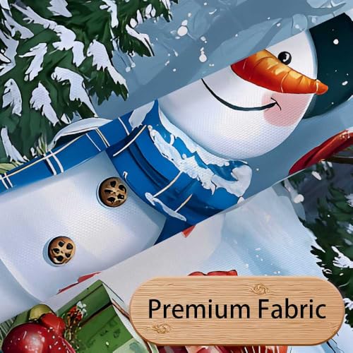 Christmas Snowman Shower Curtain - Rustic Farmhouse Xmas Scene Waterproof Fabric 71x71 Inch - Red, Abstract Variation