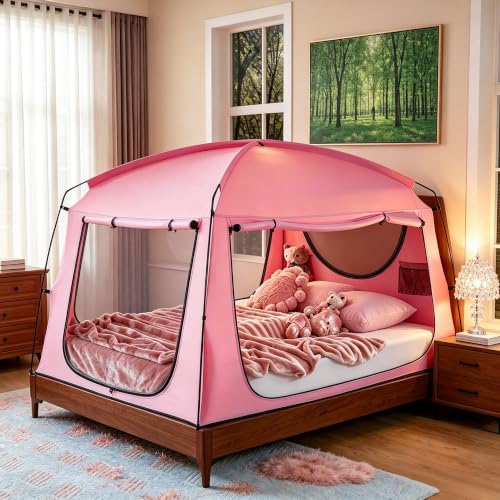 Indoor Privacy Sleep Canopy, 90% Blackout Bed Tent with Breathable Mesh