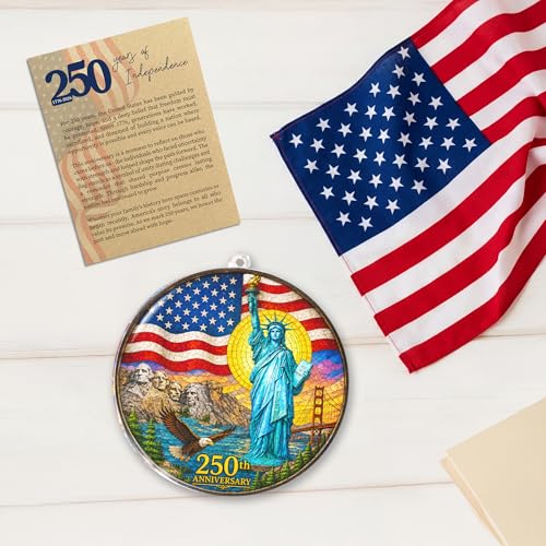 USA 250th Anniversary Ornament, Patriotic Liberty Bell Acrylic Suncatcher