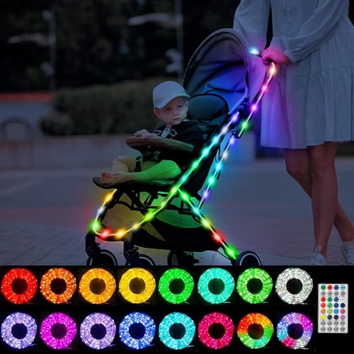 10ft Multicolor LED Stroller Light for Night Walking, Waterproof RGB Rope