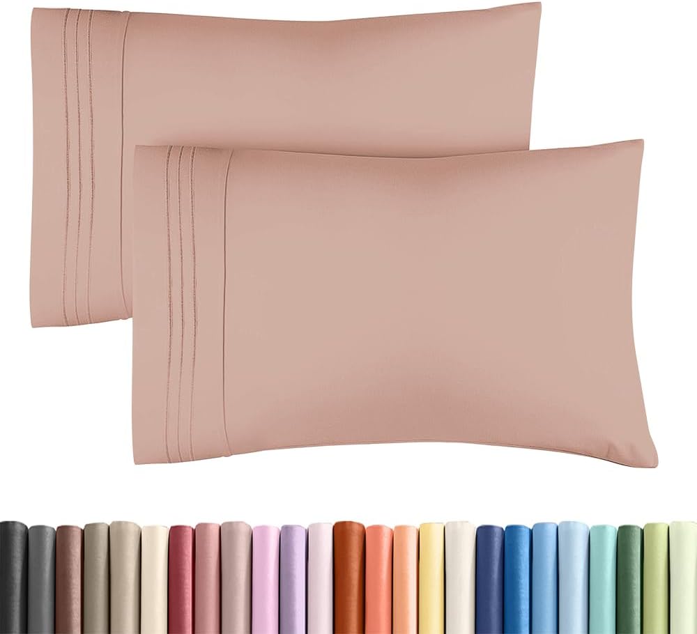 Skiennix Standard Pillow Cases Set of 2 | Ultra-Soft Hotel Quality, Wrinkle-Free & Stain Resistant - Mauve
