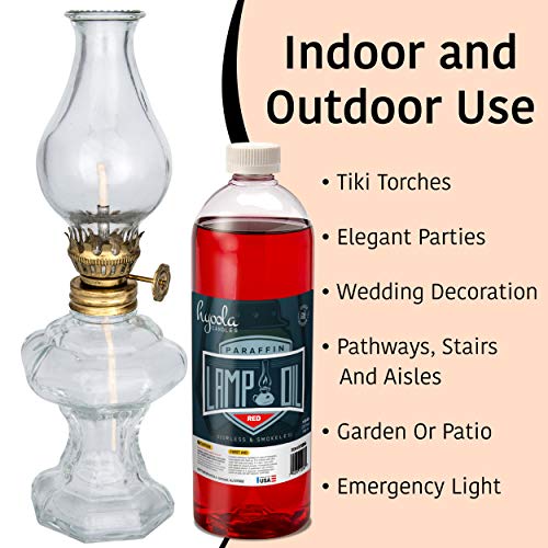Red Liquid Paraffin Lamp Oil - Smokeless & Odorless Fuel, 32 oz