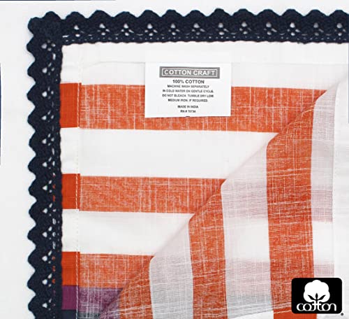 Orange Lace 18x18 Inch Cotton Napkins Set of 12 - 100% Cotton Craft Napkins