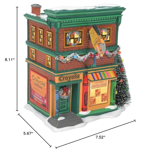 Department 56 Snow Village Crayola Crayon Store Lit Building - 8.11 Inch Holiday Decor