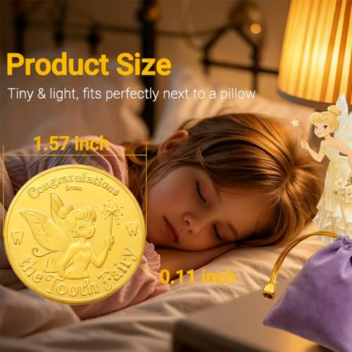 Tooth Fairy Coin Keepsake Set with Letter & Pouch - Golden Reward Gift Kit