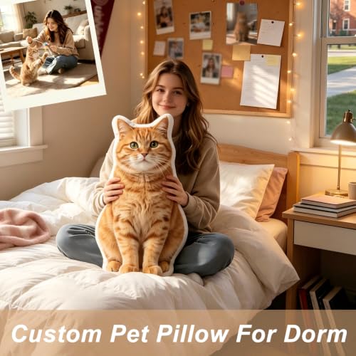 Custom Pet Photo Pillow - Personalized 12-Inch Face-Shaped Plush Cushion