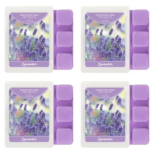 Scentorini Lavender Wax Melts, 4 x 1.25oz - Soy Wax Cubes for Sleep (Light Purple Variant)