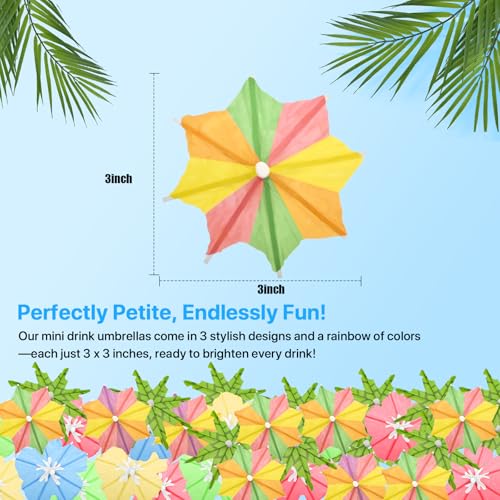 150 Pack of Tropical Drink Umbrellas for Cocktails & Desserts - Vibrant Party Decor