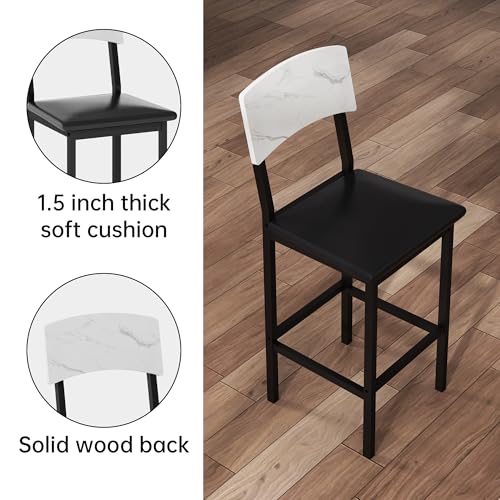 5-Piece Counter Height Dining Table Set with 4 Upholstered Bar Stools