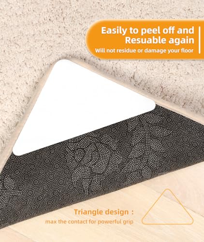 16 PCS Triangle Rug Grippers for Hardwood Floors - Non-Slip Carpet Tape