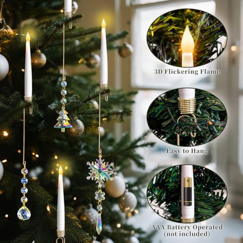 Everloria Iridescent 12-Piece Christmas LED Candle Set with Remote & Ornaments