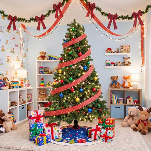 Yunlly Super Brother Christmas Ribbon - Red Brick Video Game Theme, 3.9in x 14.8ft
