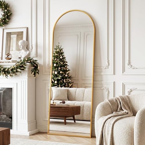 59" x 18" Arched Full Length Floor Mirror, Shatter-Proof Standing Wall Mirror