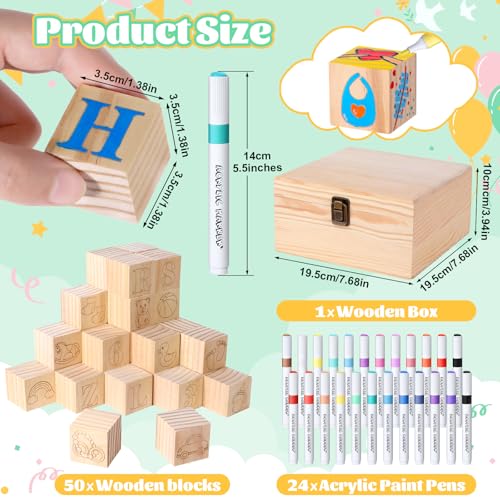 Baby Shower Guestbook Block Game Set with 50 Wooden Blocks & Markers