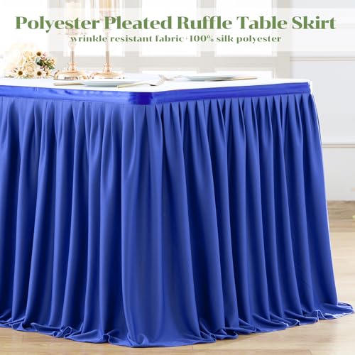 Royal Blue Pleated Table Skirt for 6ft Rectangle Tables - Wrinkle Resistant