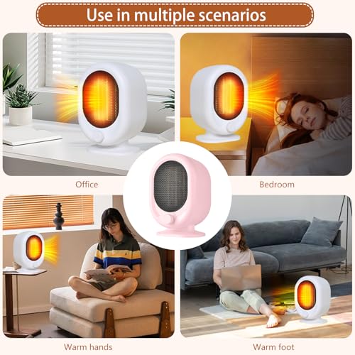 Mini Space Heater 1500W Small Desk Heater with PTC Ceramic Heating Pink