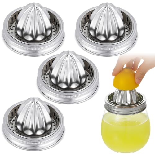 4-Pack Stainless Steel Mason Jar Juicer Lids for Wide Mouth Jars
