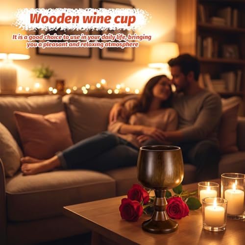2-Piece Handcrafted Jujube Wood Wine Goblet Set – 5oz Vintage Chalice