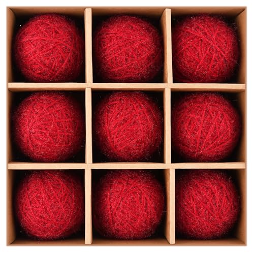 CCAMSSELY Burgundy Christmas Crochet Ornaments 3.15 Inch - Shatterproof Holiday Decorations Bulk Pack of 9