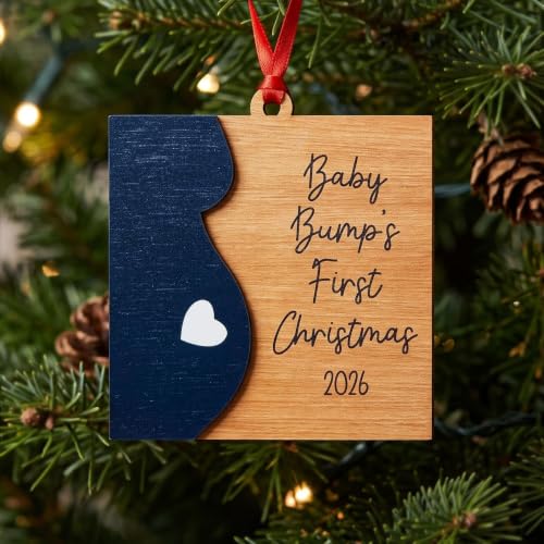 Baby Bump's First Christmas Wooden Ornament - Pregnancy Keepsake 2026
