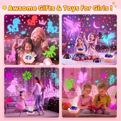 Unicorn Star Night Light Projector for Kids Bedroom - 6 Films & 96 Modes