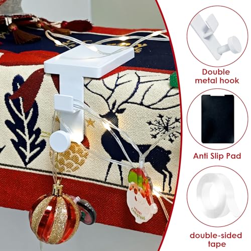 4-Pack Weighted Metal Christmas Stocking Hangers for Mantle with Dual Hooks