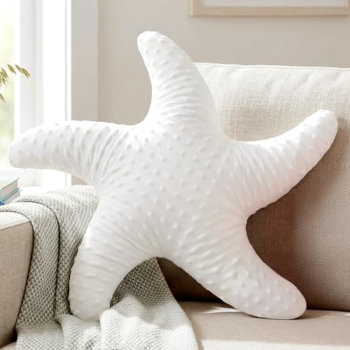 Starfish Decorative Throw Pillow, 20-Inch Plush Coastal Beach Pillow
