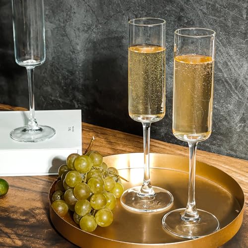 UMEIED 6oz Champagne Flutes Set of 12 Long Stem Glasses Elegant Party Drinkware