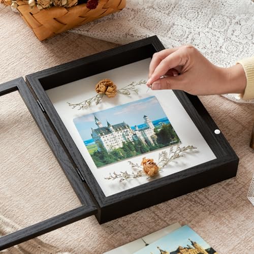 8x10 Deep Shadow Box Frame, Magnetic Display Case with Linen Backing