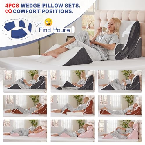 4PCS Adjustable Orthopedic Wedge Pillow Set for Pain Relief