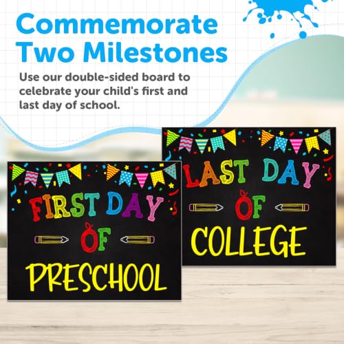 16 Pcs First and Last Day of School Signs - Double-Sided Photo Props