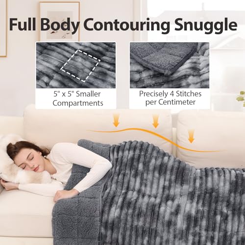 15 lbs Weighted Blanket, Reversible Sherpa Fleece Full Size 48x72