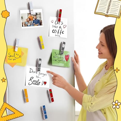 48-Piece Decorative Magnetic Wooden Clips for Whiteboard and Classroom
