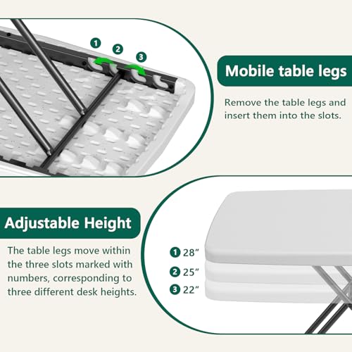 30-Inch Adjustable Folding Table, Portable Heavy Duty Laptop Desk Tray