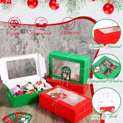 100 Pack Large Christmas Cookie Boxes with Window 9x6x3in – Maxcheck Bulk Gift Boxes