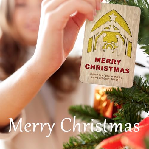 Celebrate His Birth Wooden Christmas Greeting Card with Envelopes - Religious Holiday Decoration