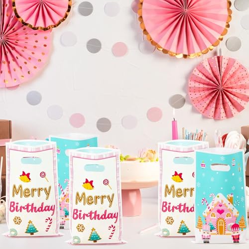 50PCS Pink Candy House Party Favor Bags Waterproof Material for Birthdays