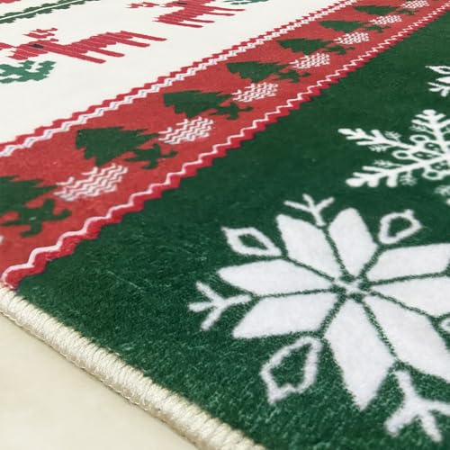 4x6 Red Deer Christmas Area Rug - Machine Washable Non-Slip Door Mat for Living Room & Hallway