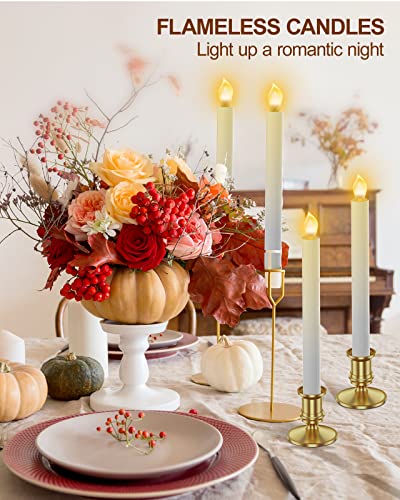RONXS 12pcs Gold LED Window Candles with Timer Flameless Battery Operated