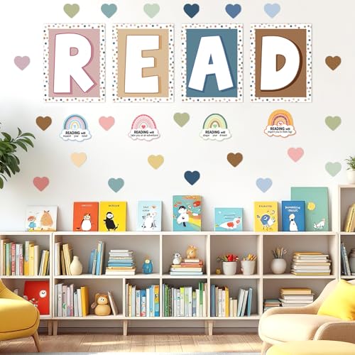 Boho Reading Corner Bulletin Board Set - 32-Piece Classroom Decor Kit