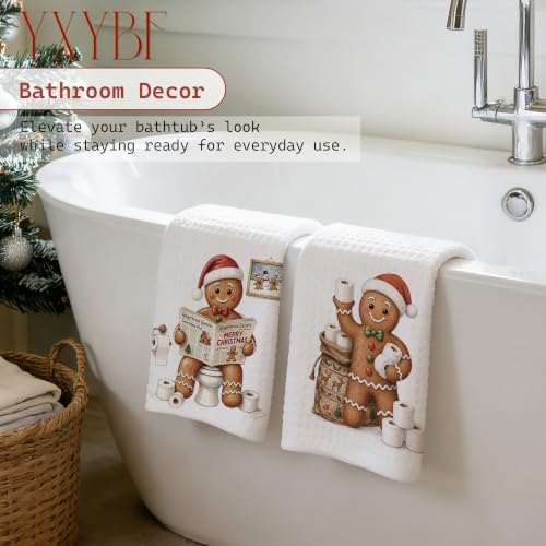 Gingerbread 02-set of 2 Funny 16x24in Hand Towels | YXYBF Decorative Waffle Textured