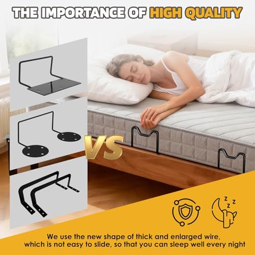 L-Shaped Mattress Slide Stopper Retainer Bars for Wooden Beds - 2 Pack