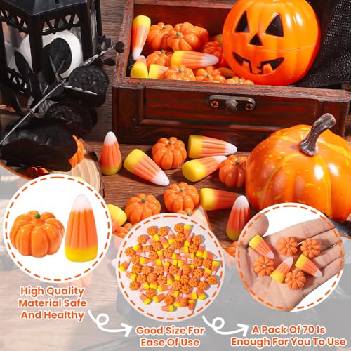 70-Piece Mini Resin Pumpkin and Candy Corn Halloween Table Scatter Decor