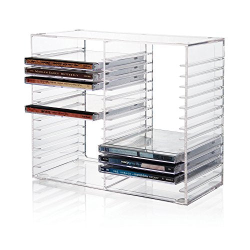 Stackable Clear Plastic CD Organizer Tray - Holds Up to 30 Jewel Cases