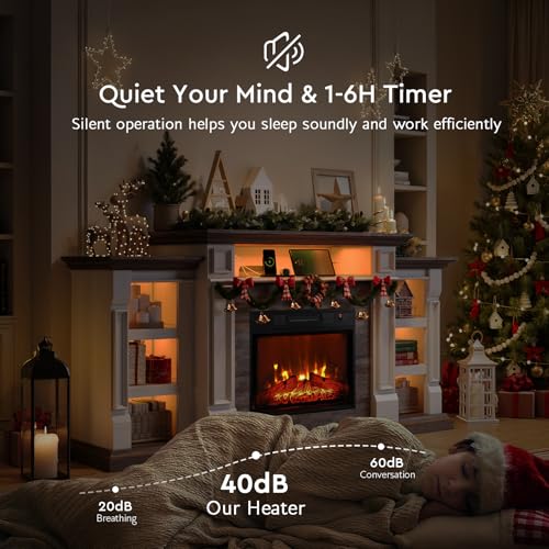 72-Inch LED Electric Fireplace TV Stand with Outlets & Storage