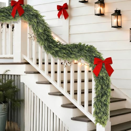 YXZZWL 6FT Artificial Cedar Garland for Fireplace & Home Decor, Lush Holiday Wreath