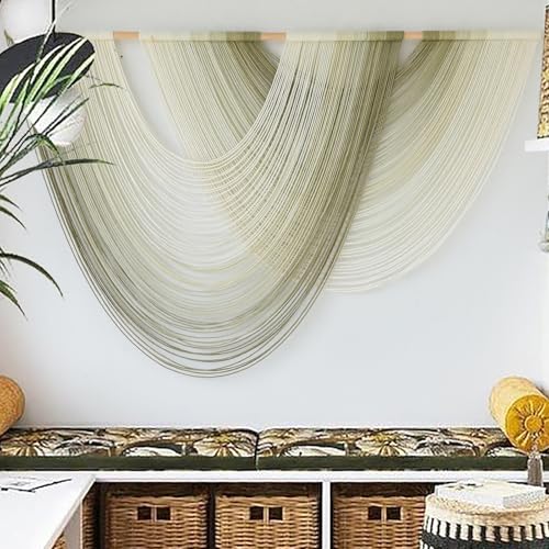 Large Macrame Wall Hanging Tapestry - Moss Green Dip Dyed Ombre (57" x 39")