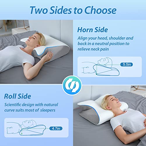 Memory Foam Cervical Pillow - 2 in 1 Ergonomic Neck Support for Pain Relief